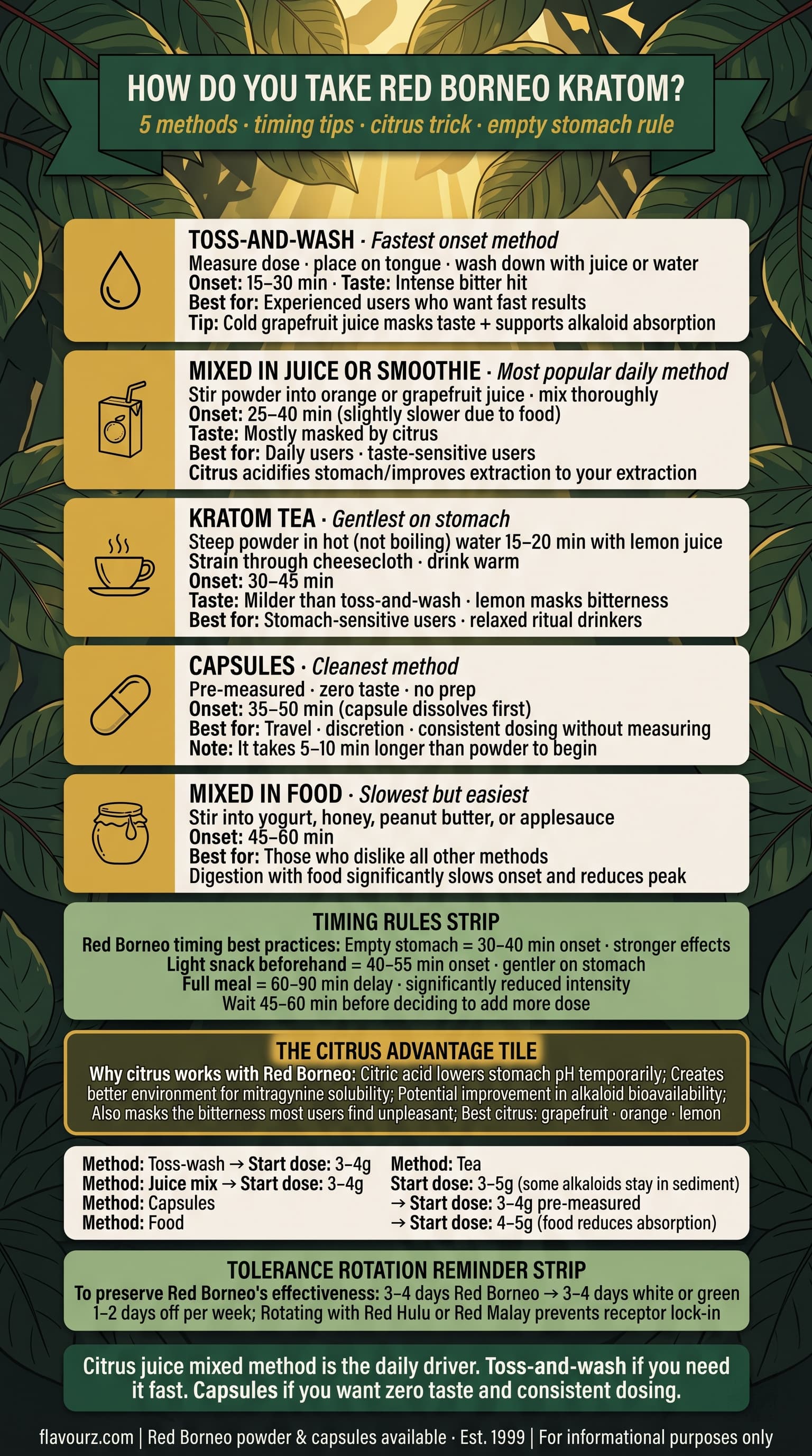 infographic for How Do You Take Red Borneo Kratom